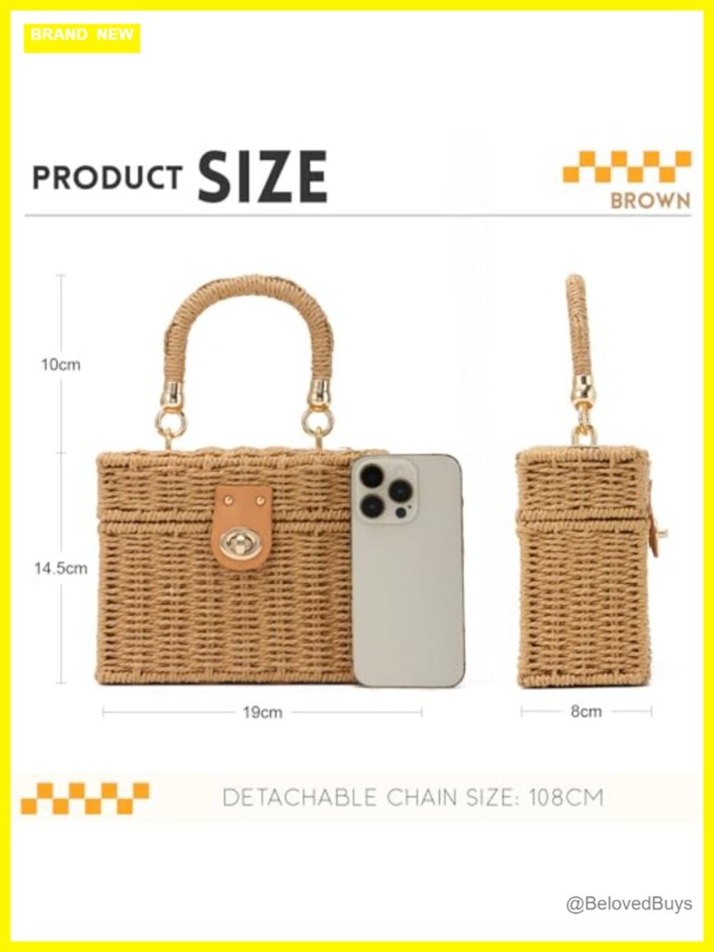 Woven Paper Straw Tote Bag Summer Beach Rattan Crossbody Shoulder - Picture 4 of 7